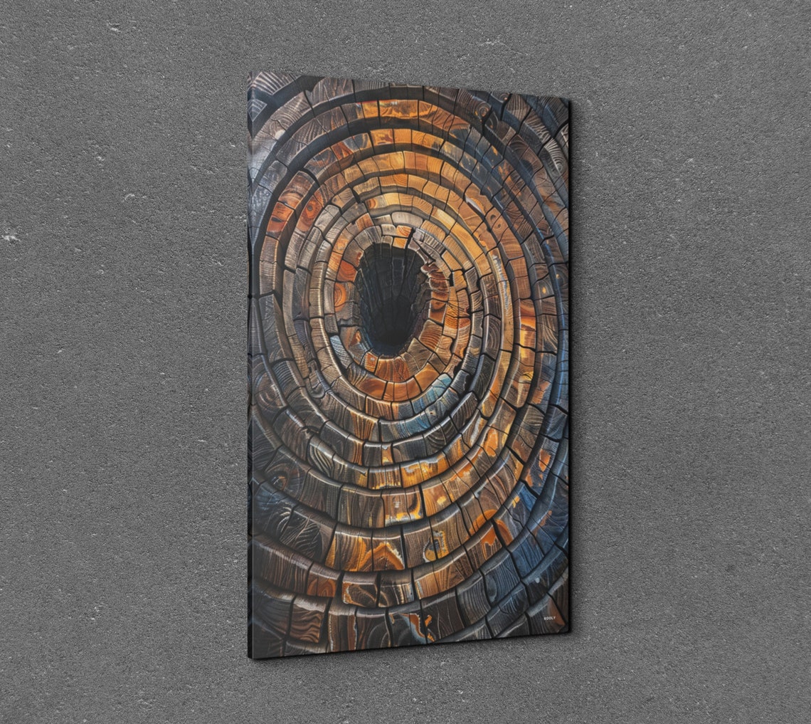 Hollow Log Tree Rings Spiral Golden Wood Macro Detail Art Poster - Image 3