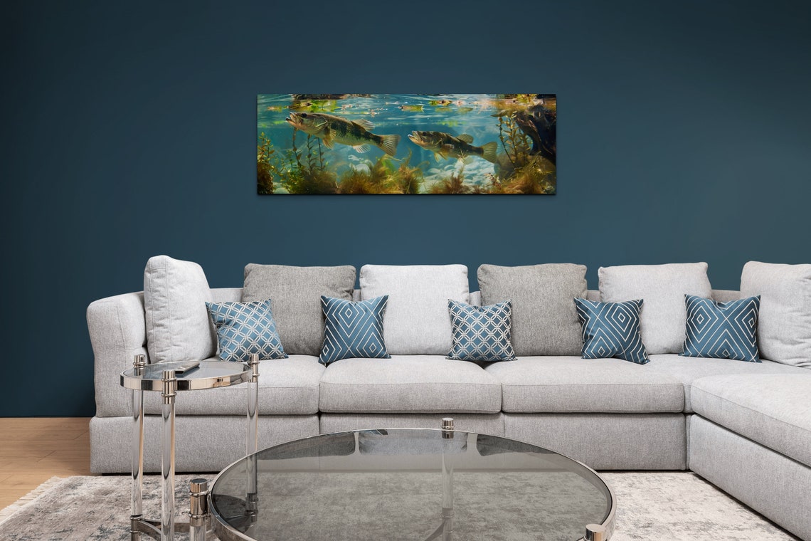 Largemouth Bass Underwater Lake Habitat Panoramic Fish Poster - Image 3