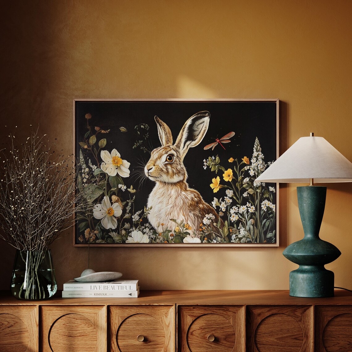 Elegant Rabbit In Wildflower Garden, Botanical Art Print - Image 4