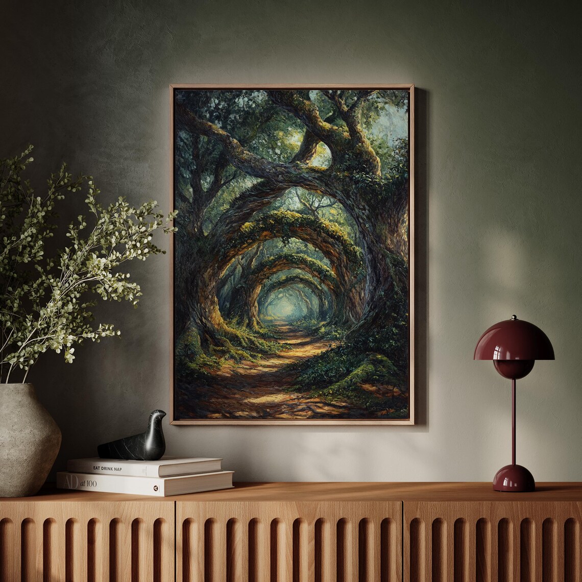 Enchanted Forest Path Art Print, Mystical Woodland