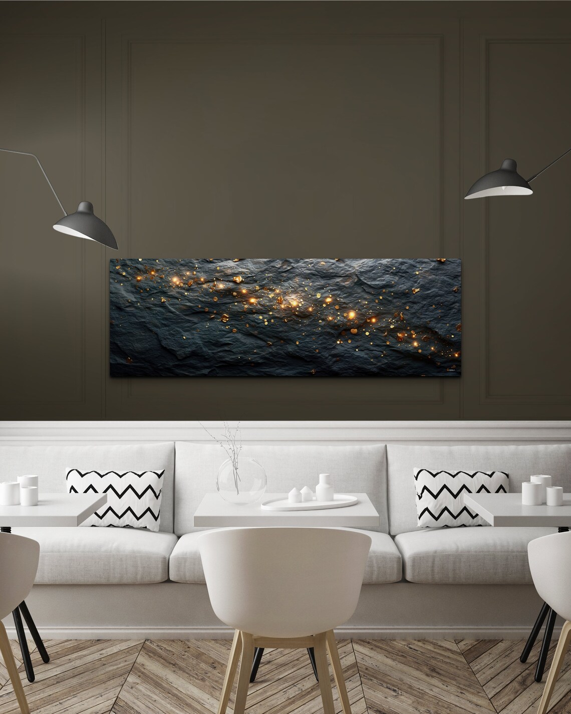 Black Stone With Gold Shining Abstract Wall Art - Image 6