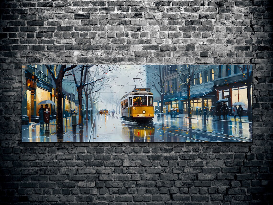 Kolkata Panoramic Wall Art Print, Oil Paint Style - Image 2