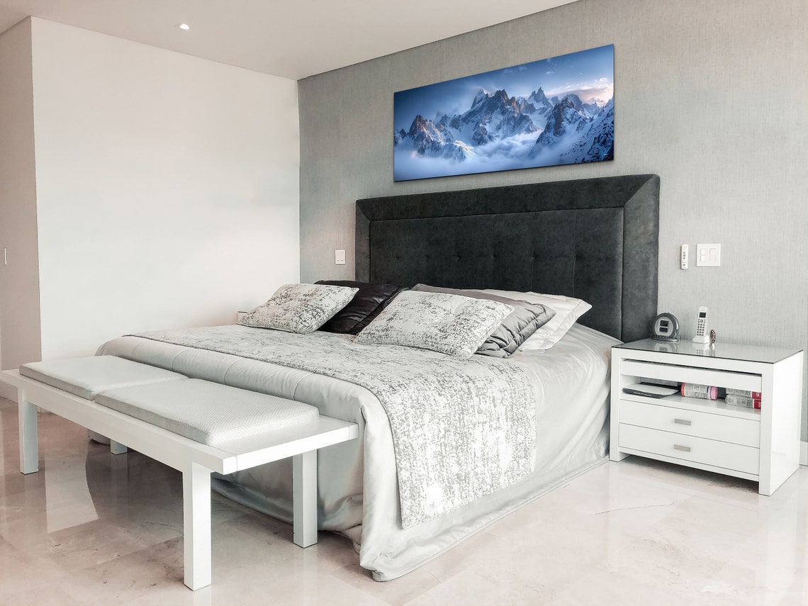 Snow Covered Mountain Peaks Above The Clouds Alpine Art Poster - Image 3