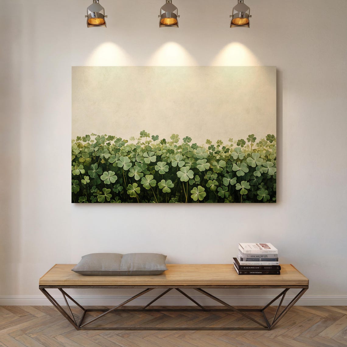 Lush Green Shamrock Clover Field Botanical Decor Wall Poster