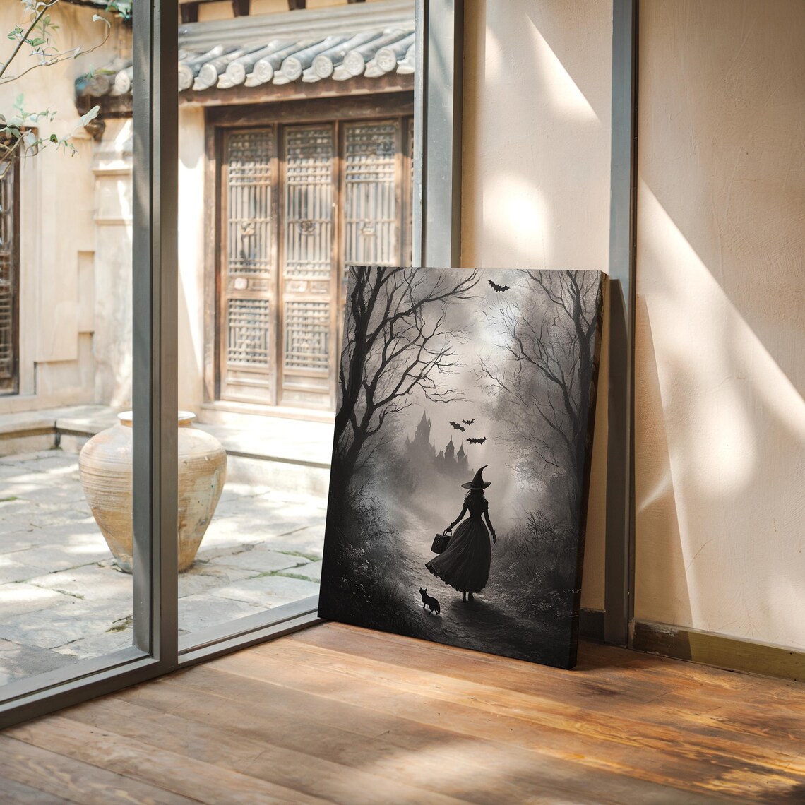 Enchanting Witch Silhouette, Haunted Path Halloween Decor - Image 4