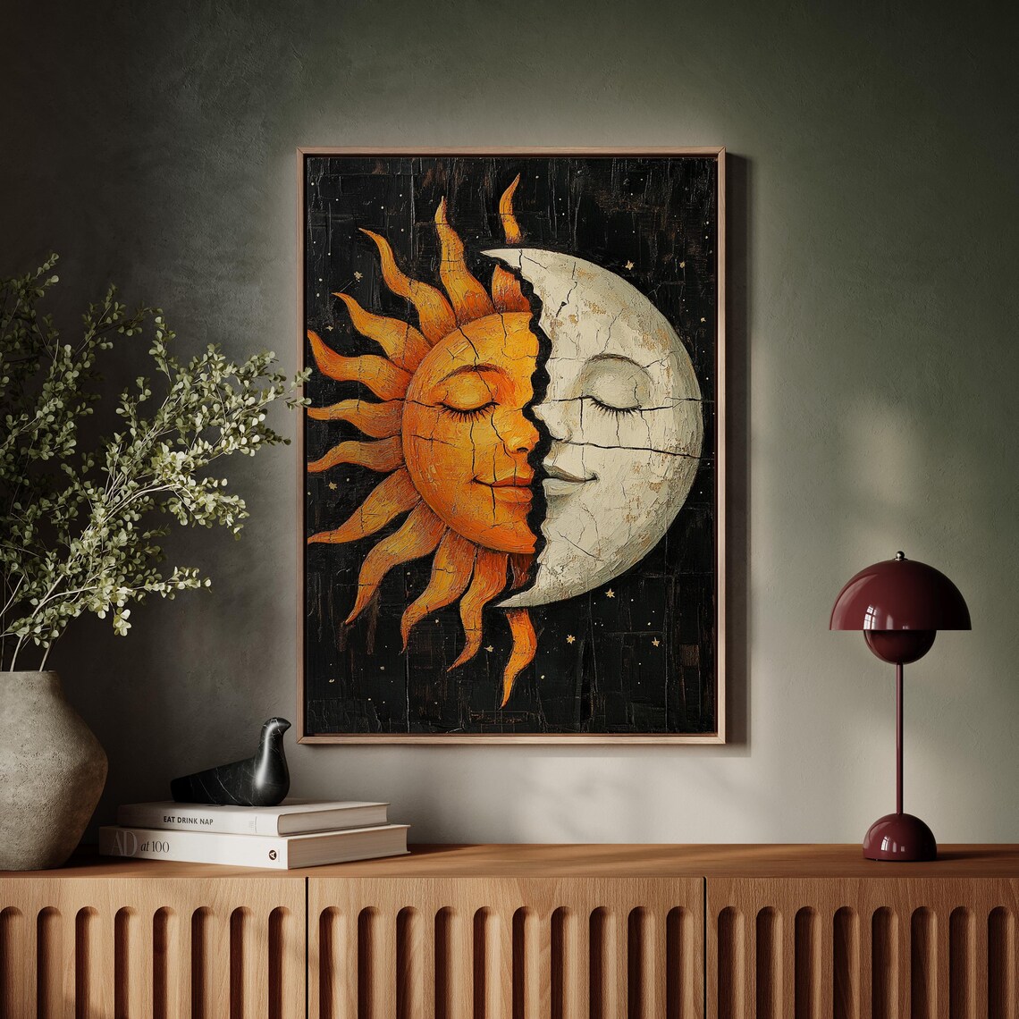 Sun And Moon Cracked Texture, Boho Celestial Harmony - Image 7