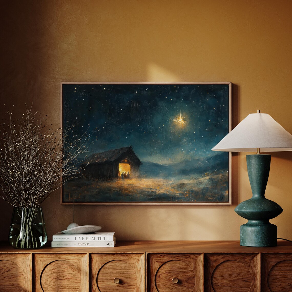 Nativity Barn Scene Rustic Christmas Wall Art - Image 3