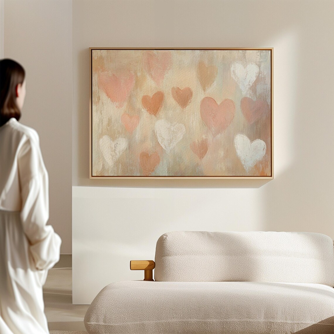 Neutral Toned Heart Abstract Wall Art Print - Image 4