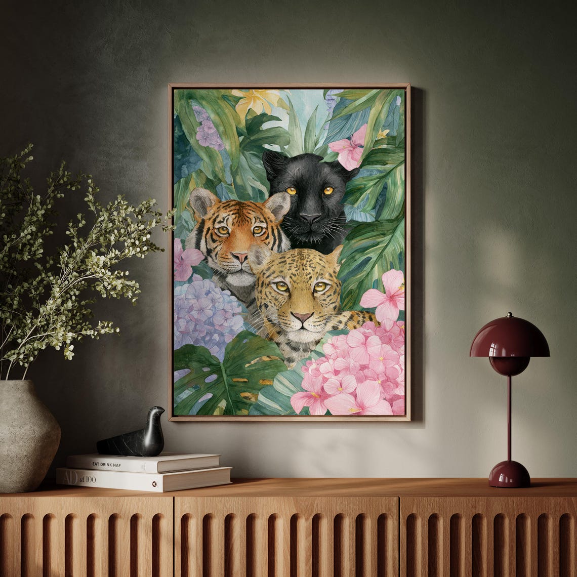 Tiger Leopard And Panther In Tropical Jungle
