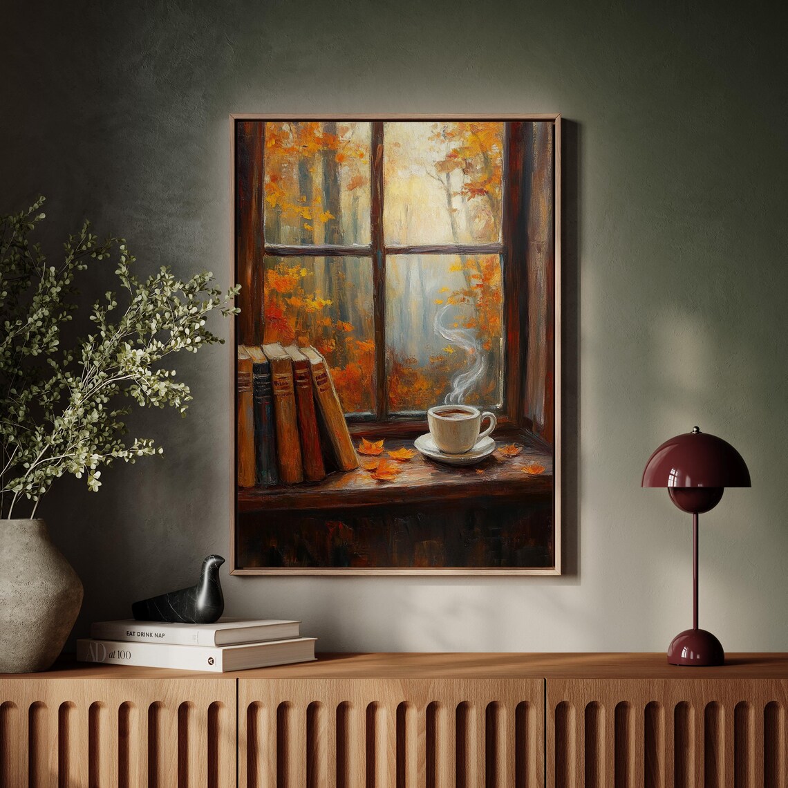 Cozy Autumn Window Scene, Vintage Oil Painting Art Print - Image 7