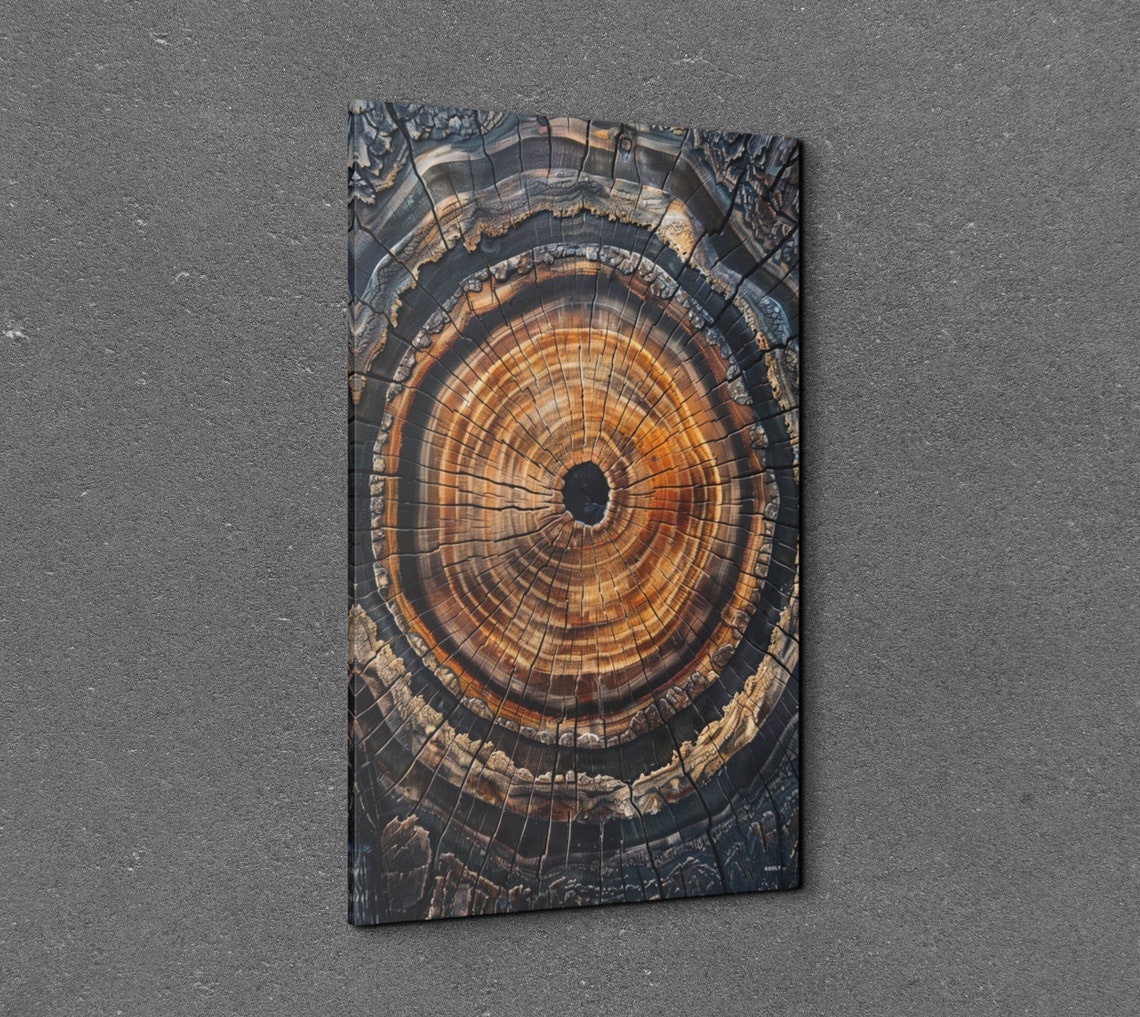 Ancient Tree Ring Cross Section Warm Amber Wood Grain Poster - Image 3