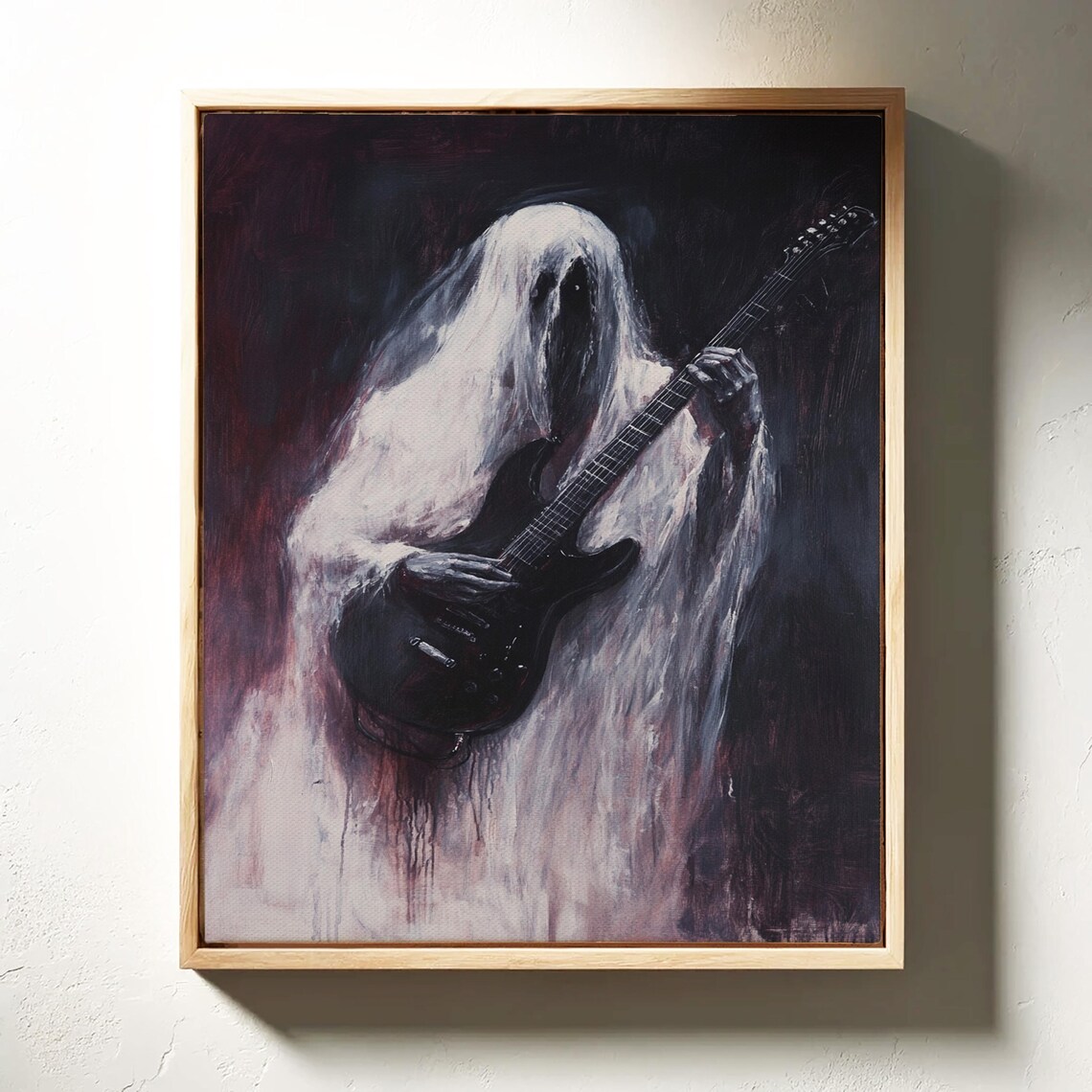 Ghostly Guitarist With Electric Guitar Dark Haunting Music Poster