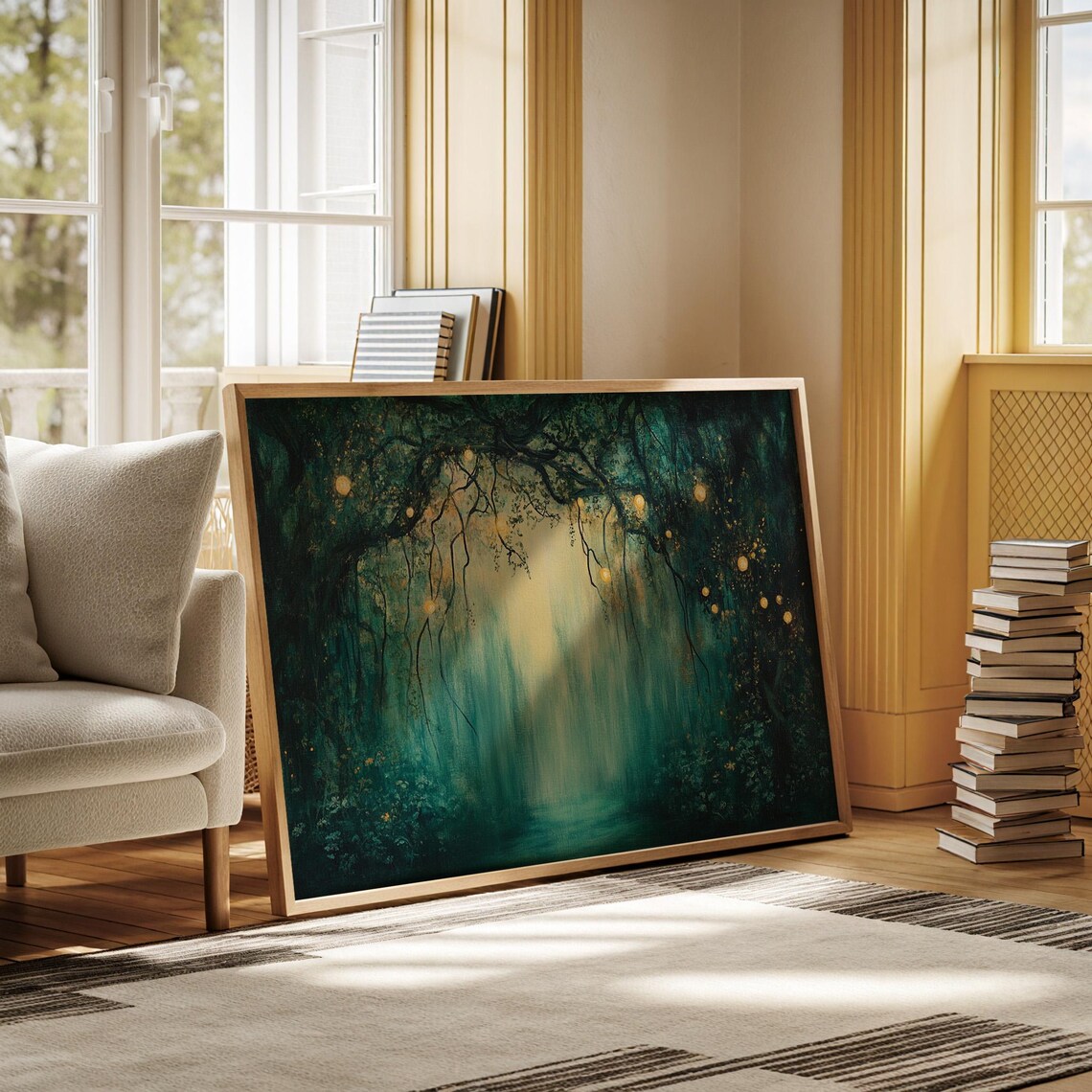 Magical Forest Glow Art Print, Enchanted Woodland Path - Image 7