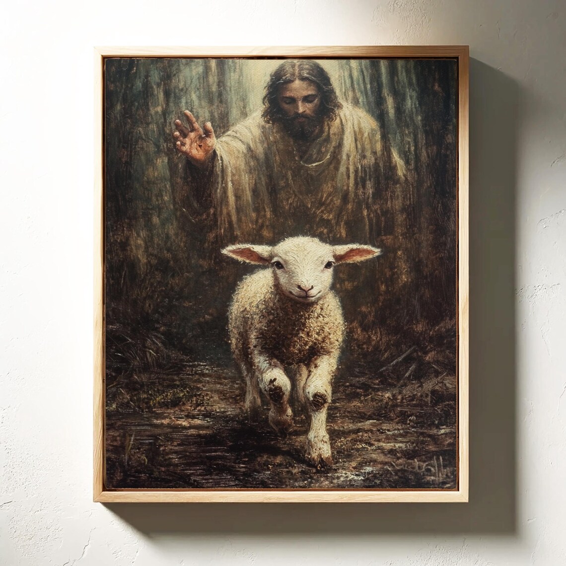 Jesus With Lost Lamb, Christian Art of the Good Shepherd