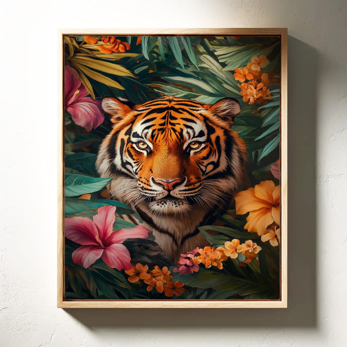 Majestic Tiger In Jungle Vibrant Tropical Floral Wildlife Poster - Image 6