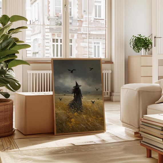 Witch In The Golden Field With Ravens