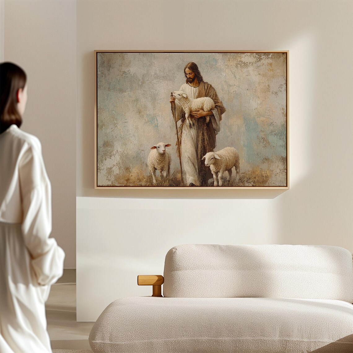 Jesus Holding A Lamb Christian Wall Art Print - Image 4
