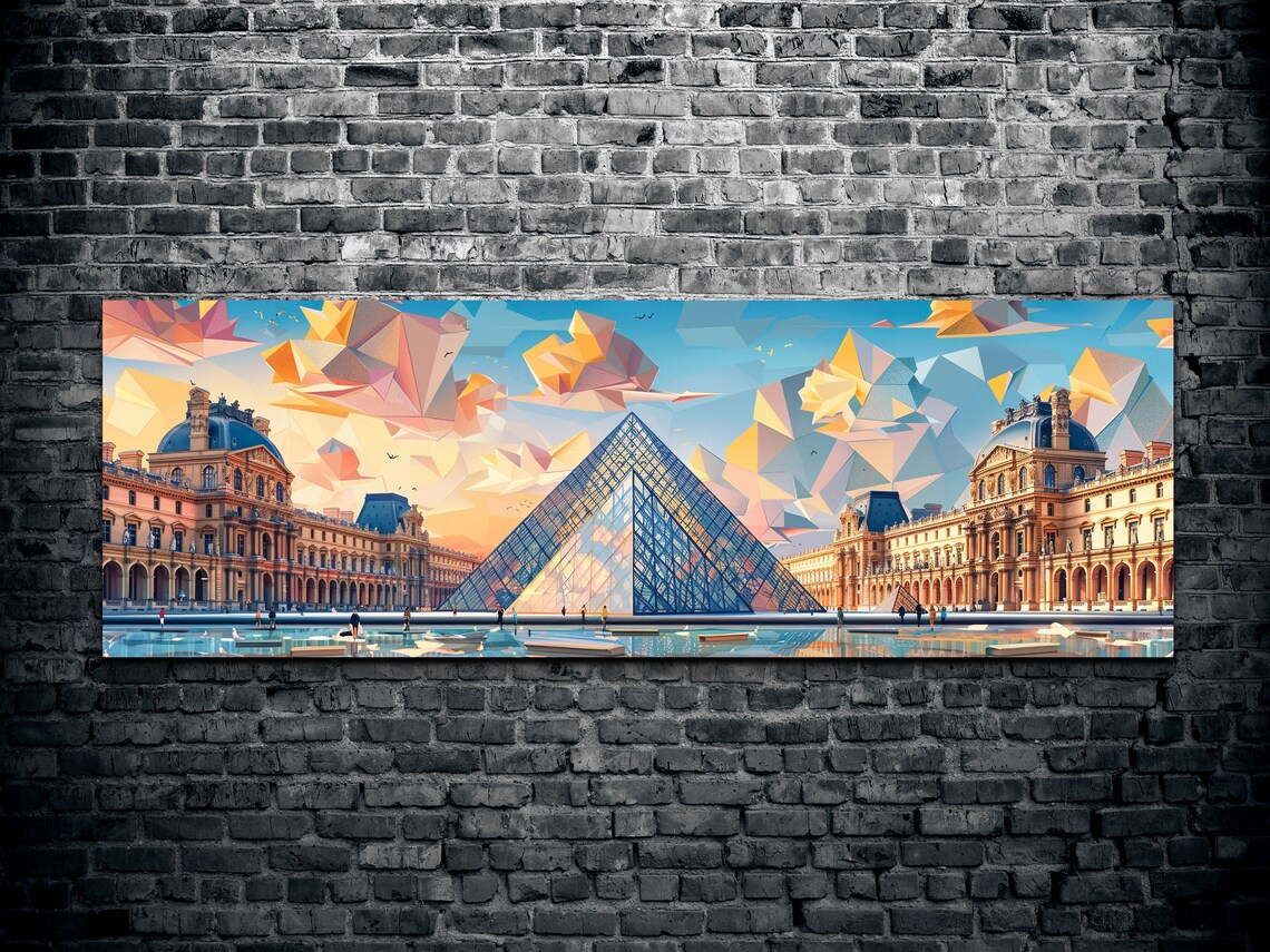 The Louvre Mid-Century Modern Panoramic Art Print - Image 2