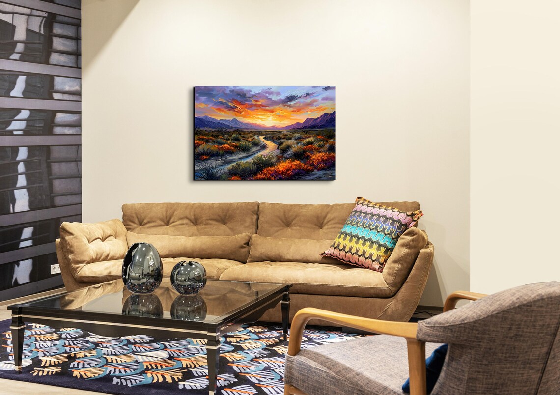Southwestern Desert Rio Grande Ready To Hang Wall Art Print Retro Wall Art Colorful Wall Art - Image 5