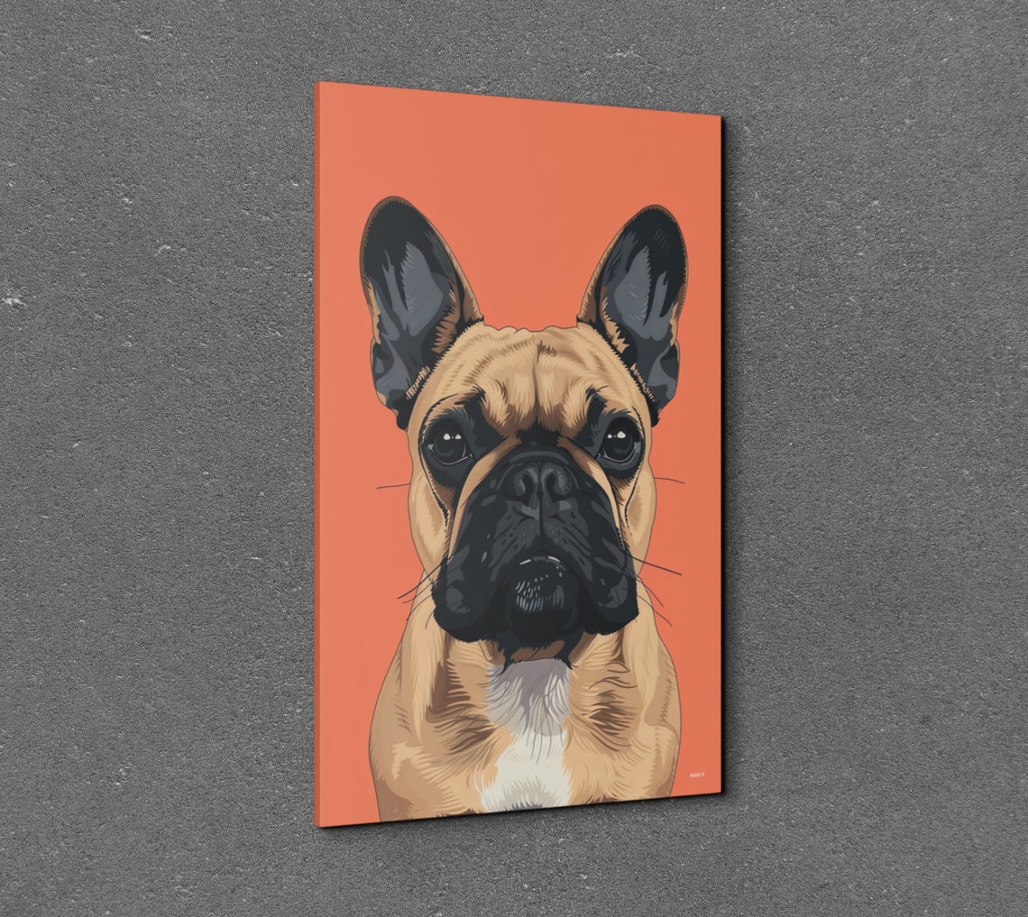 French Bulldog Portrait Coral Background Modern Dog Art Print - Image 7
