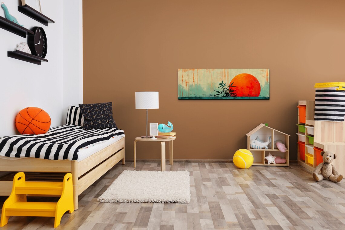 Panoramic Geometric Mid-Century Modern Sunrise - Image 5
