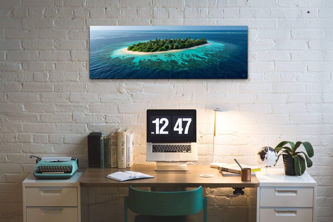 Tropical Island Aerial Turquoise Lagoon Paradise Beach Panoramic Print - Image 7