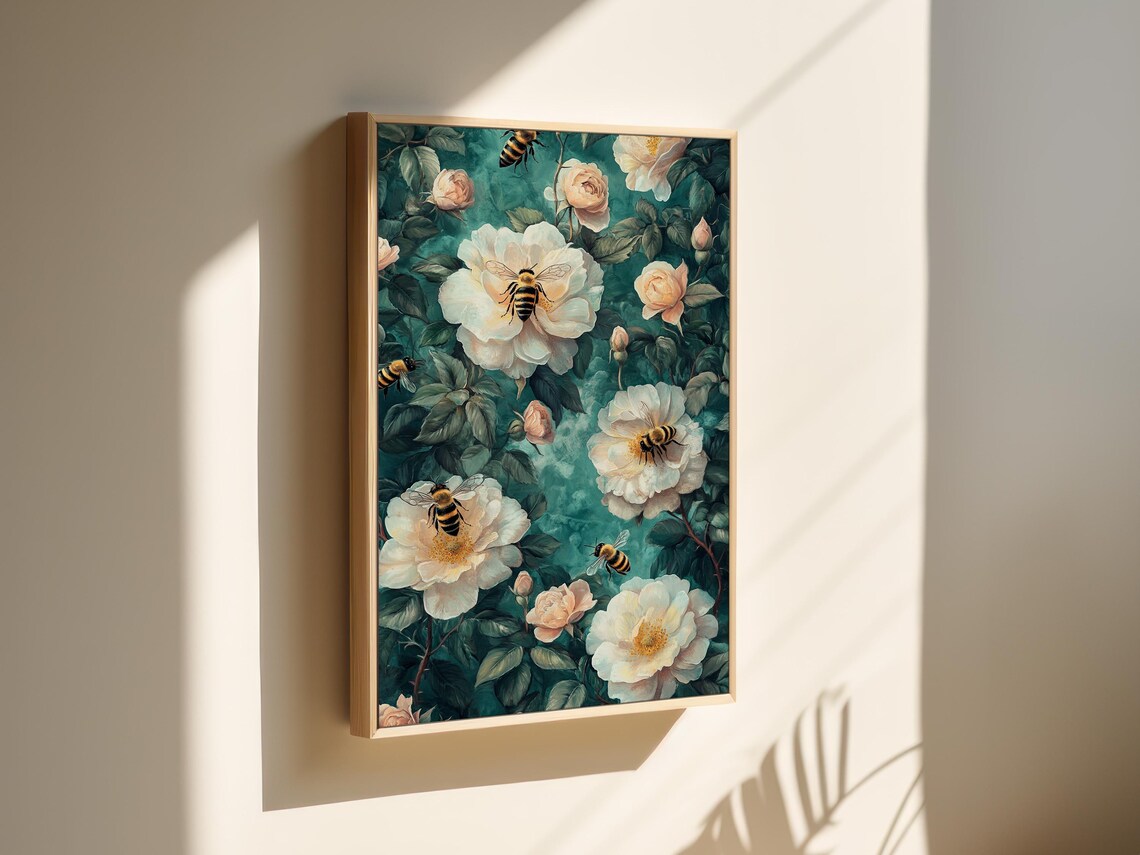 Elegant Bees and Roses Nature Inspired Wall Decor - Image 5