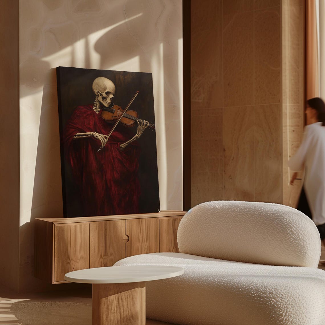 Skeleton Violinist In Red Robe Dark Gothic Classical Art Poster - Image 5