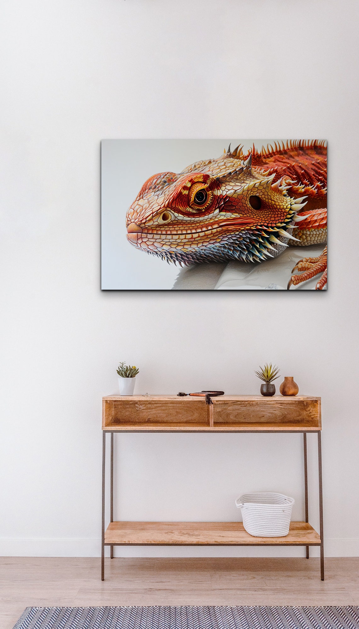 Bearded Dragon Close Up Portrait Fiery Orange Reptile Art Poster - Image 3