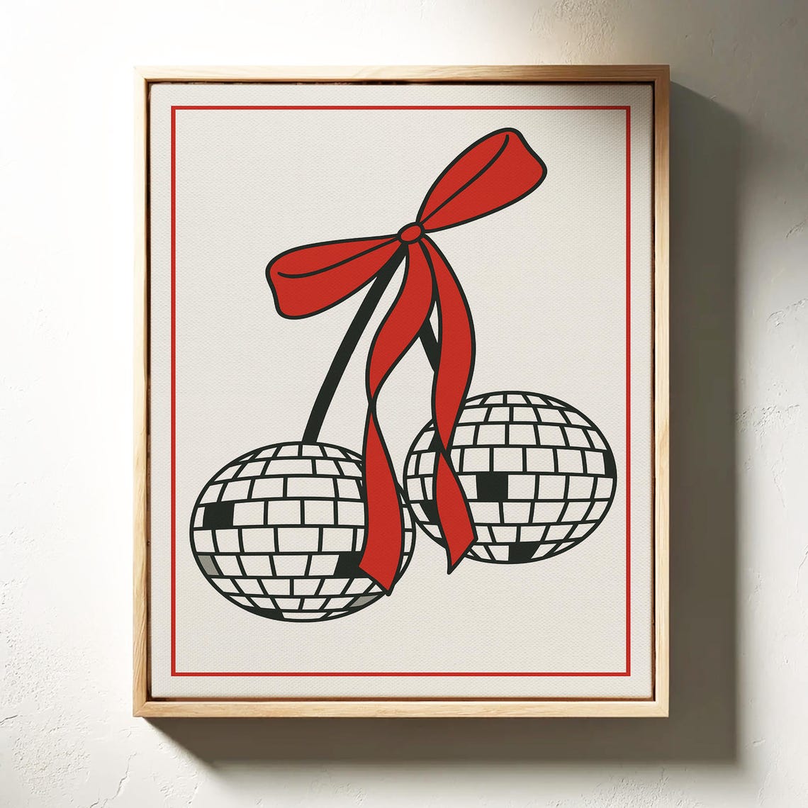 Retro Red Disco Cherry Art Print