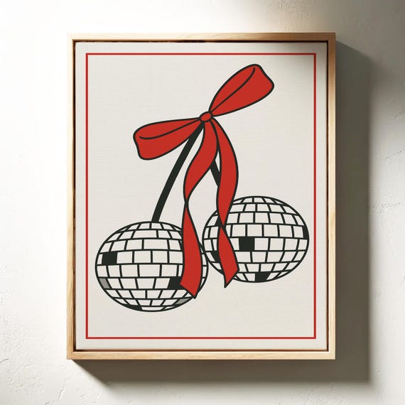 Retro Red Disco Cherry Art Print