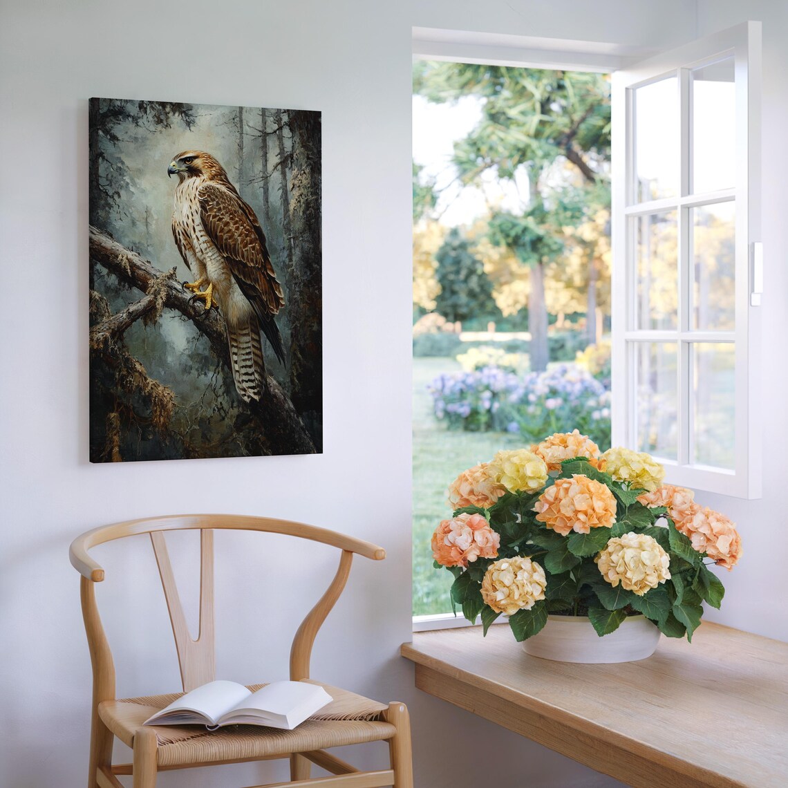 Majestic Hawk Art Print, Rustic Forest Decor - Image 7