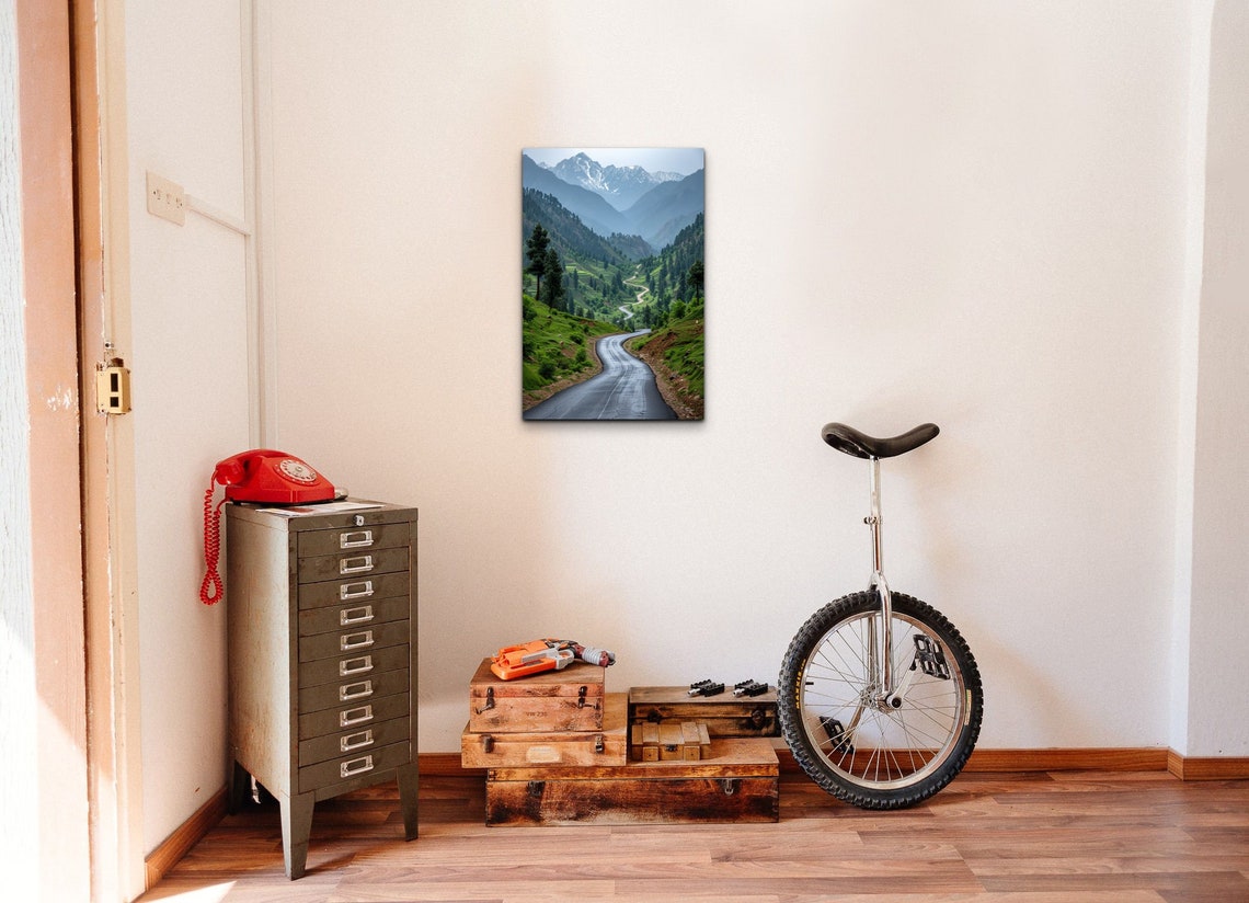 Winding Mountain Road Through Green Alpine Valley Adventure Wall Art - Image 7