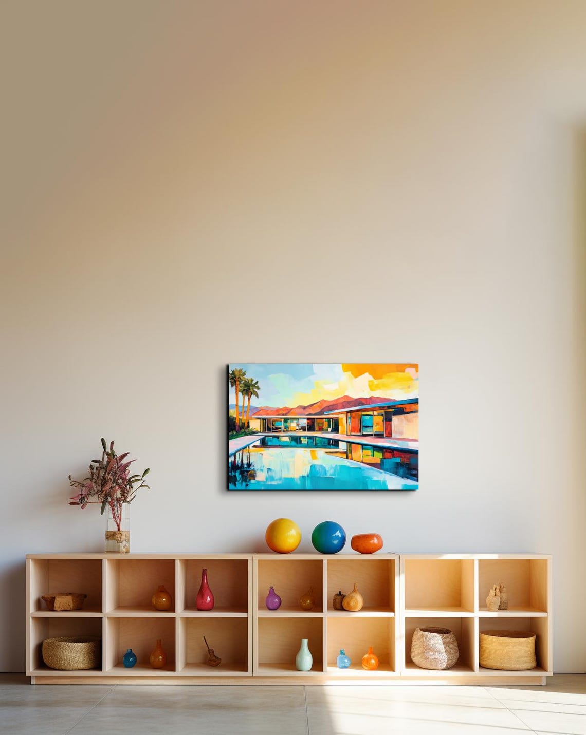 Mid Century Modern Palm Springs House Pool Desert Art Poster - Image 6