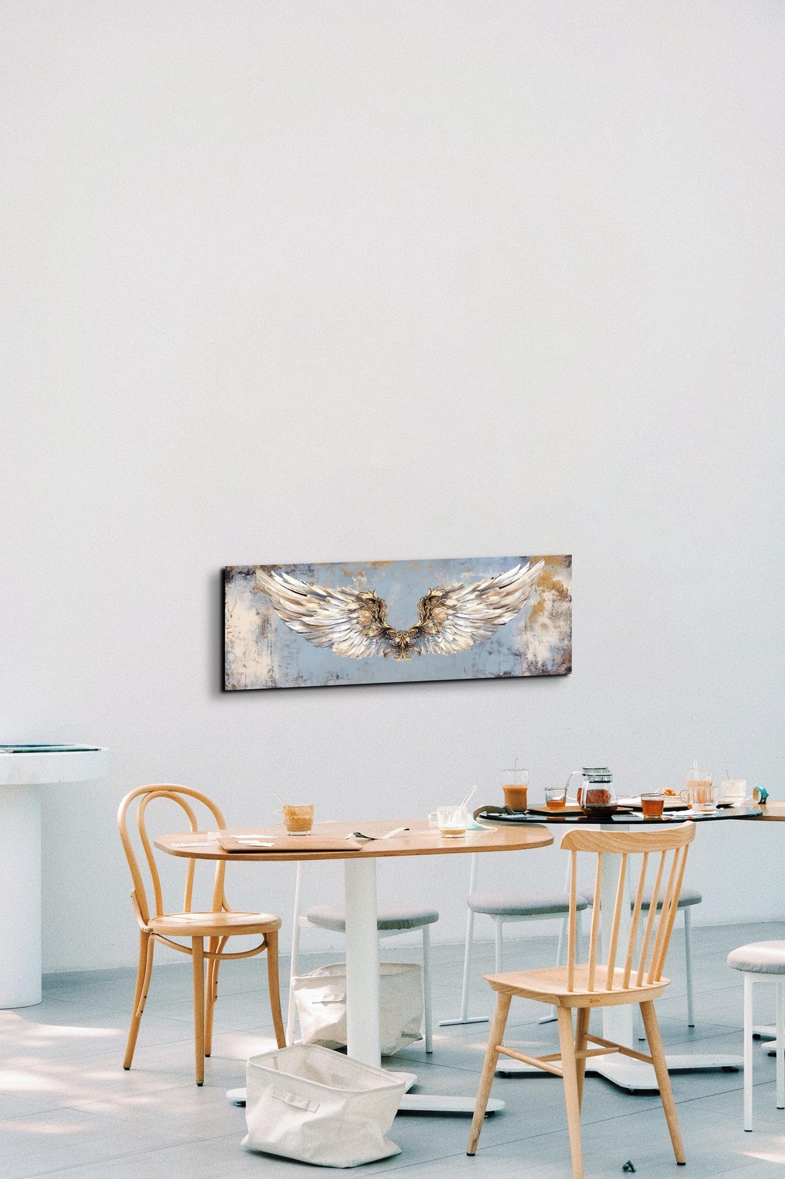Spread Angel Wings Distressed Blue Panoramic Spiritual Art Poster - Image 7
