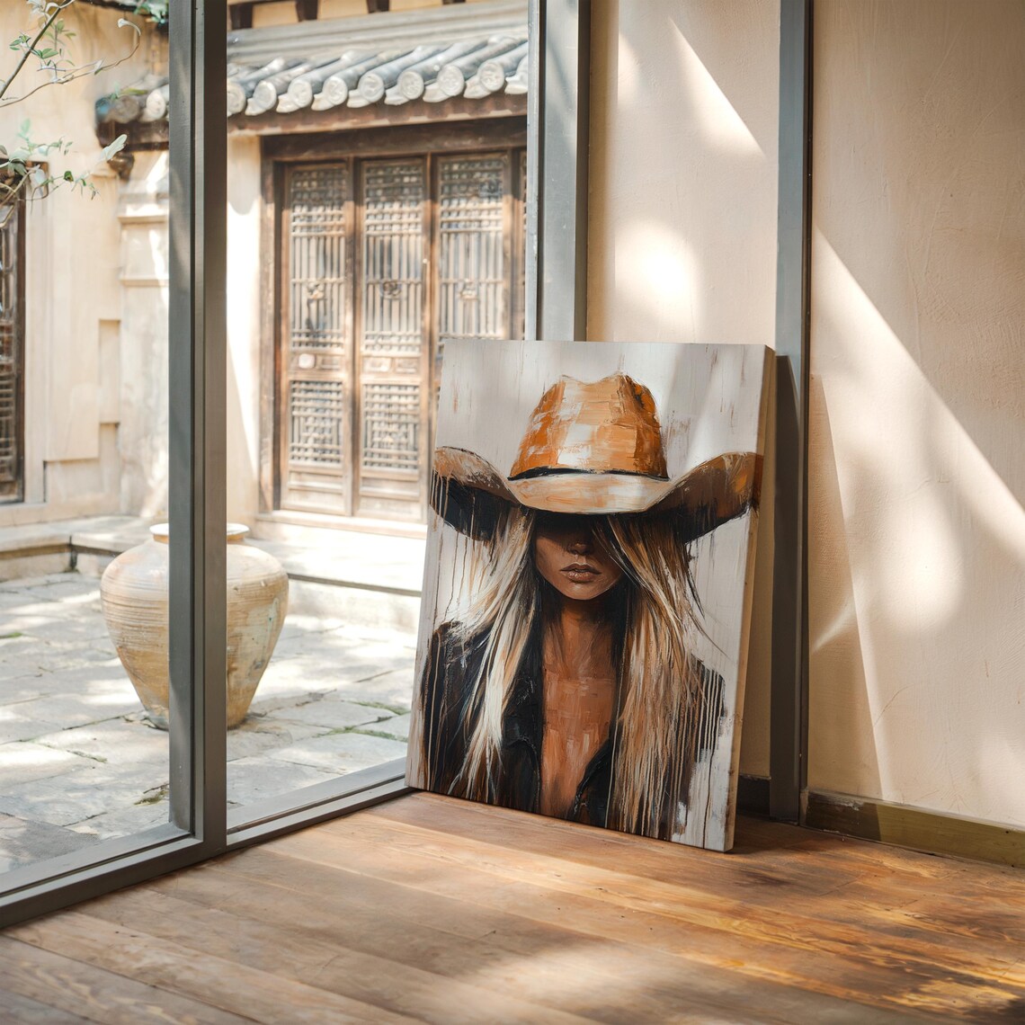Cowgirl Portrait, Western Farmhouse Art Print - Image 2