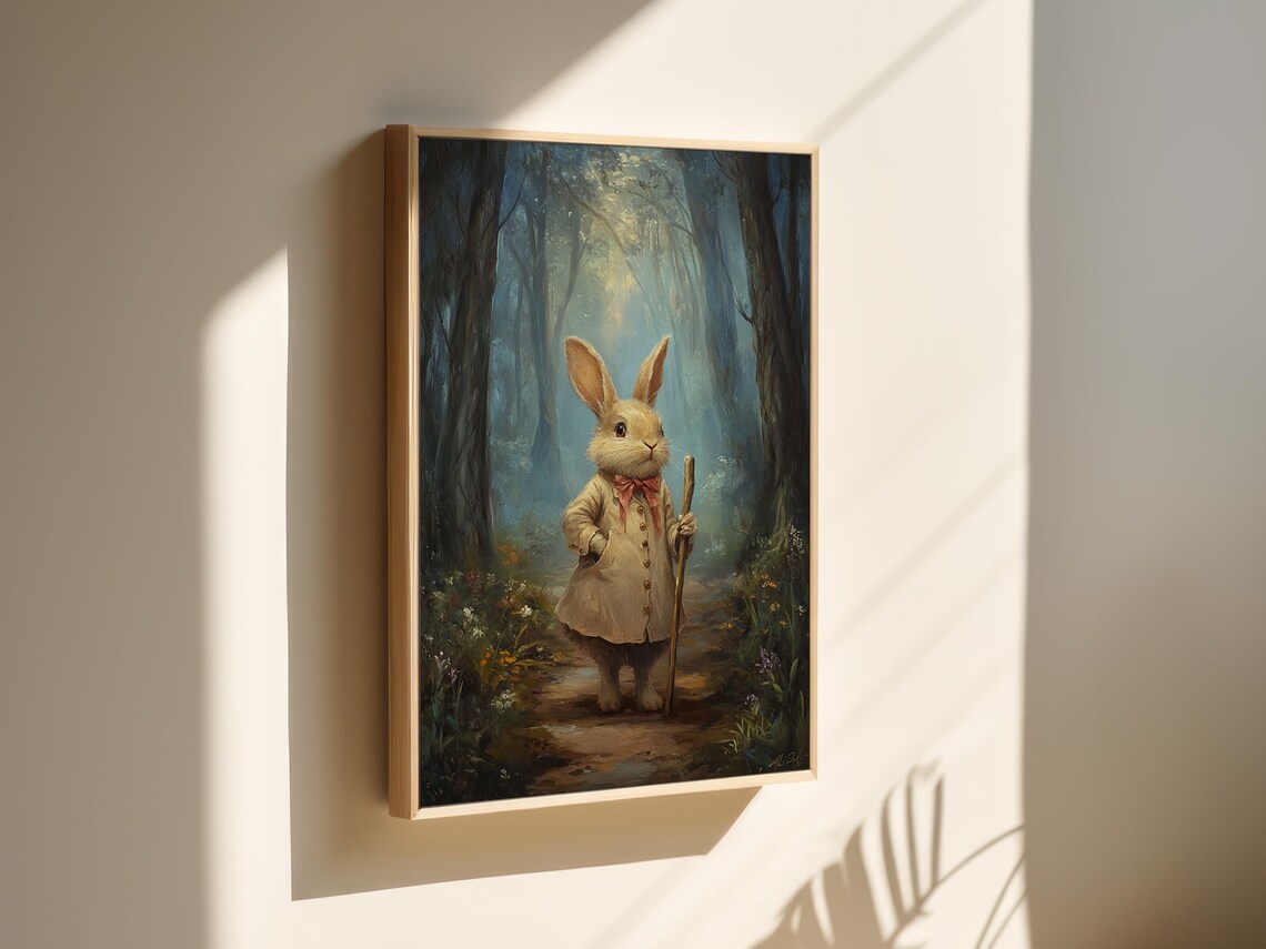 Whimsical Woodland Bunny Rabbit, Forest Path Decor - Image 5