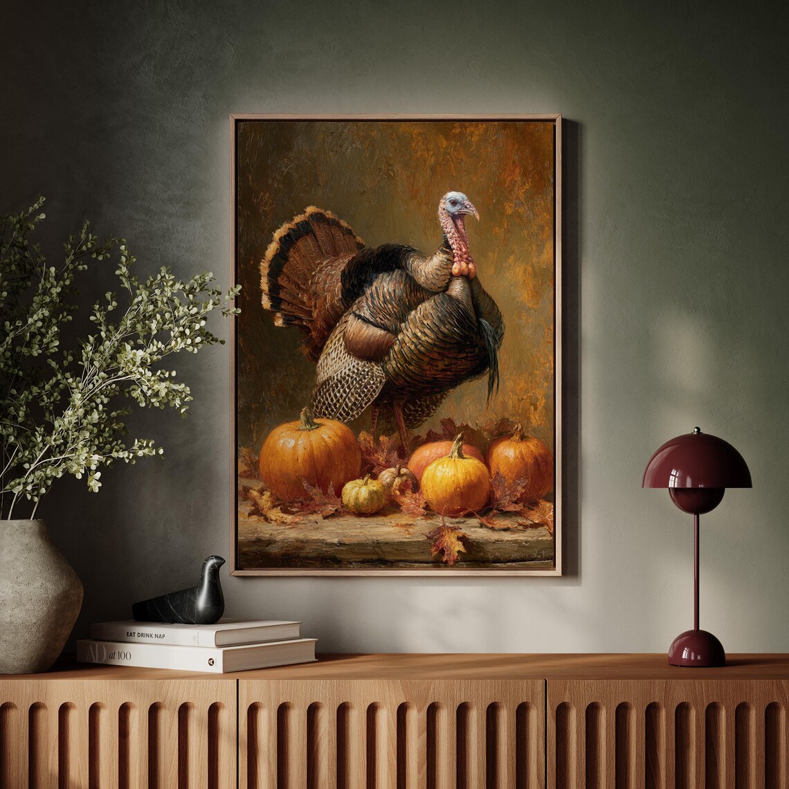 Thanksgiving Turkey Still Life, Rustic Autumn Art Print
