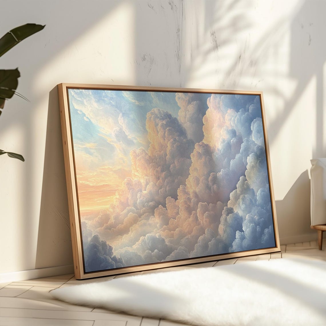 Dreamy Pastel Sunrise Clouds Ethereal Sky Oil Painting Poster