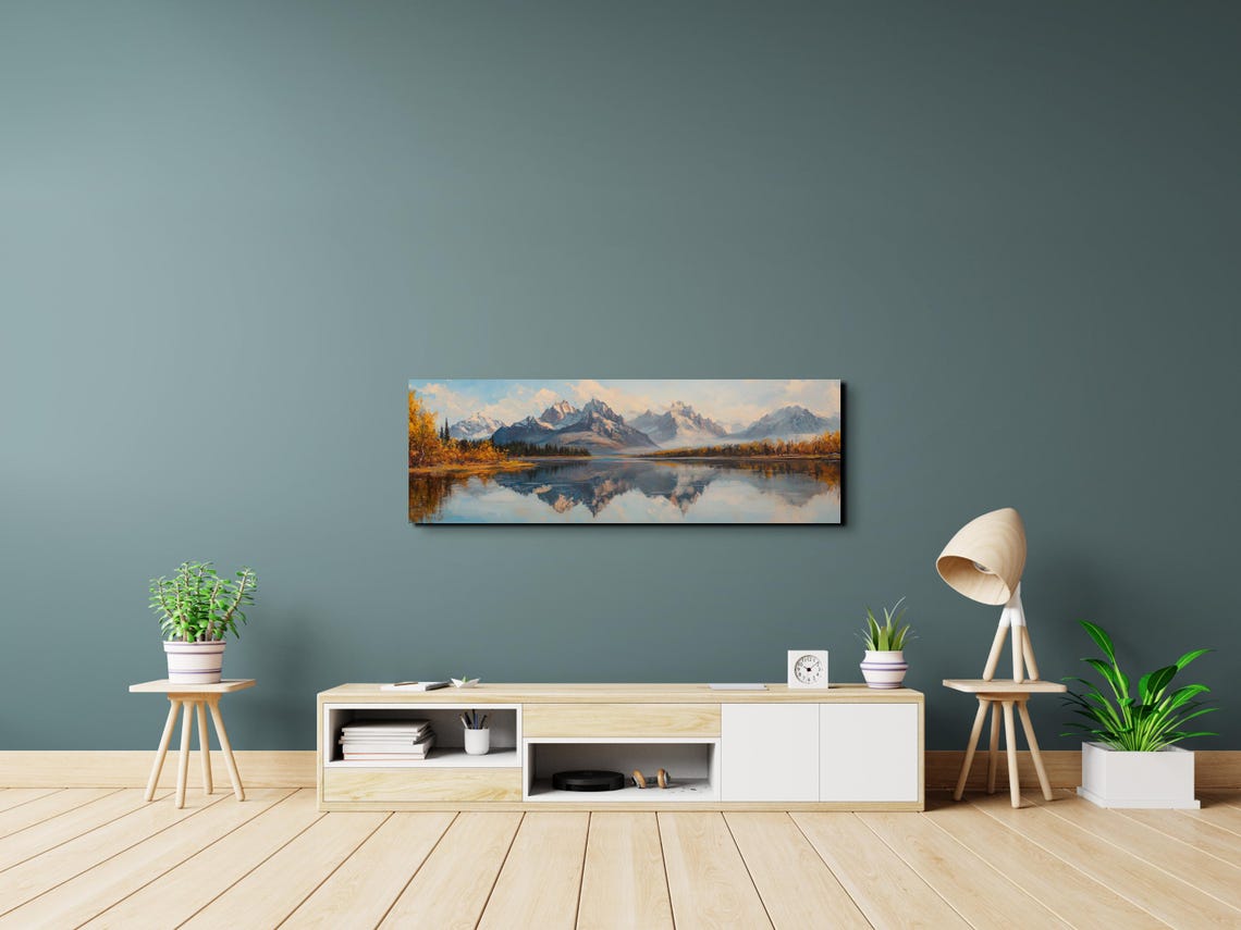 Snow Capped Peaks Autumn Lake Reflection Scenic Panoramic Poster - Image 5