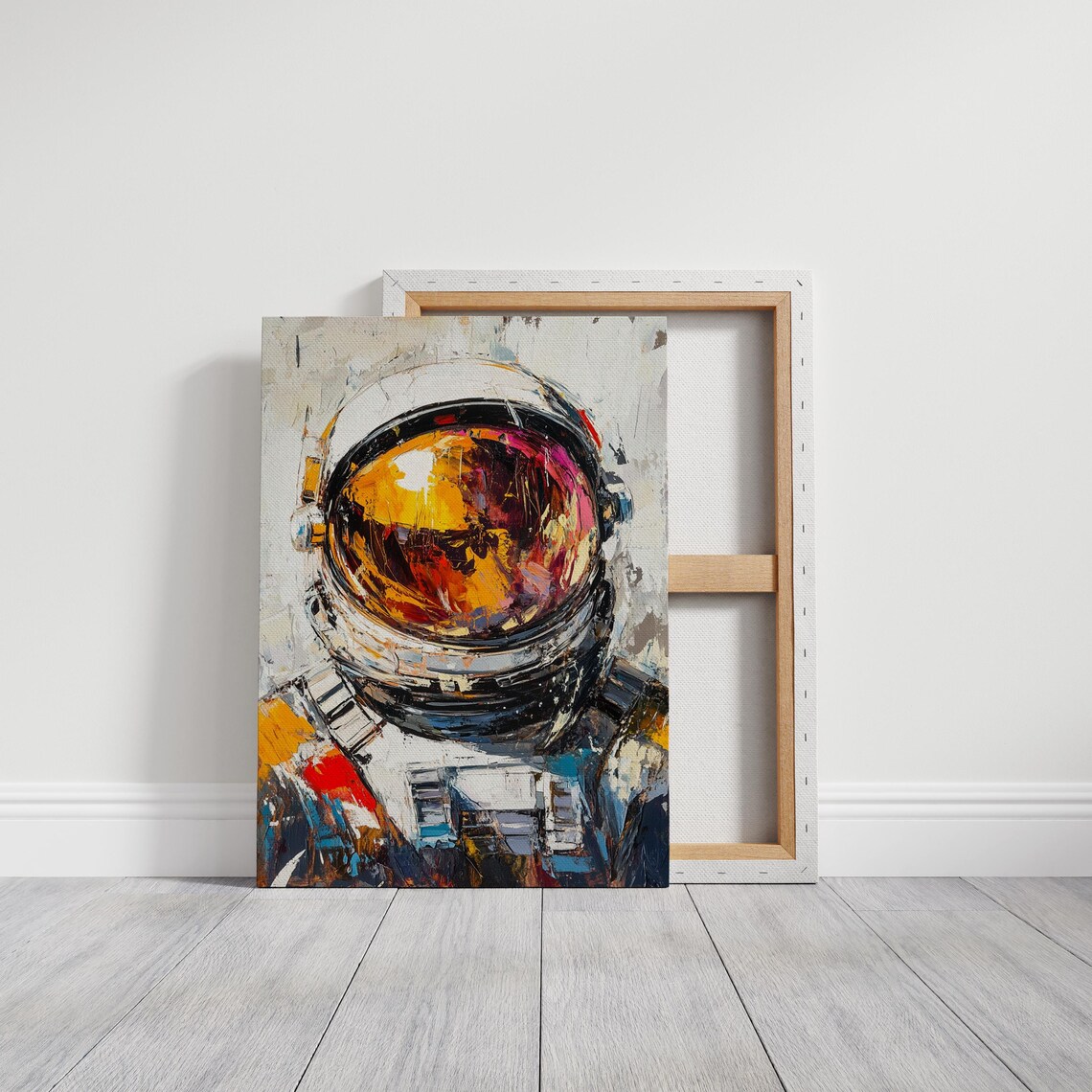 Abstract Astronaut Helmet Painting with Bold Brushstrokes Cosmic Art Poster - Image 3