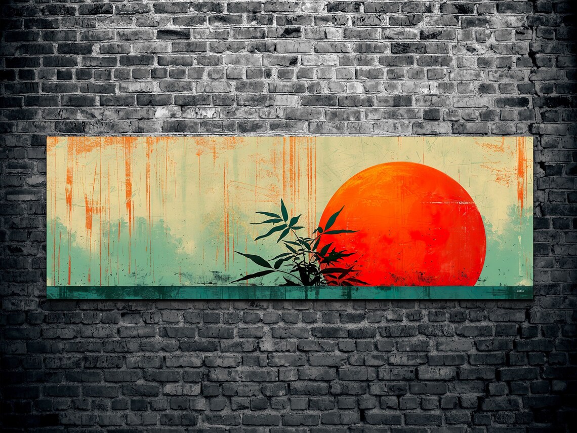 Panoramic Geometric Mid-Century Modern Sunrise - Image 2