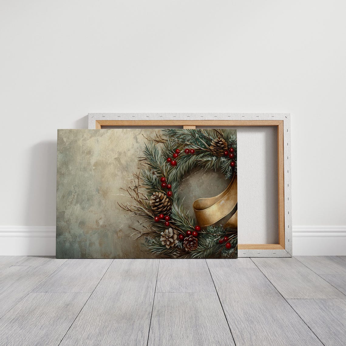 Evergreen Pine Wreath With Gold Ribbon Berries Christmas Wall Poster - Image 7