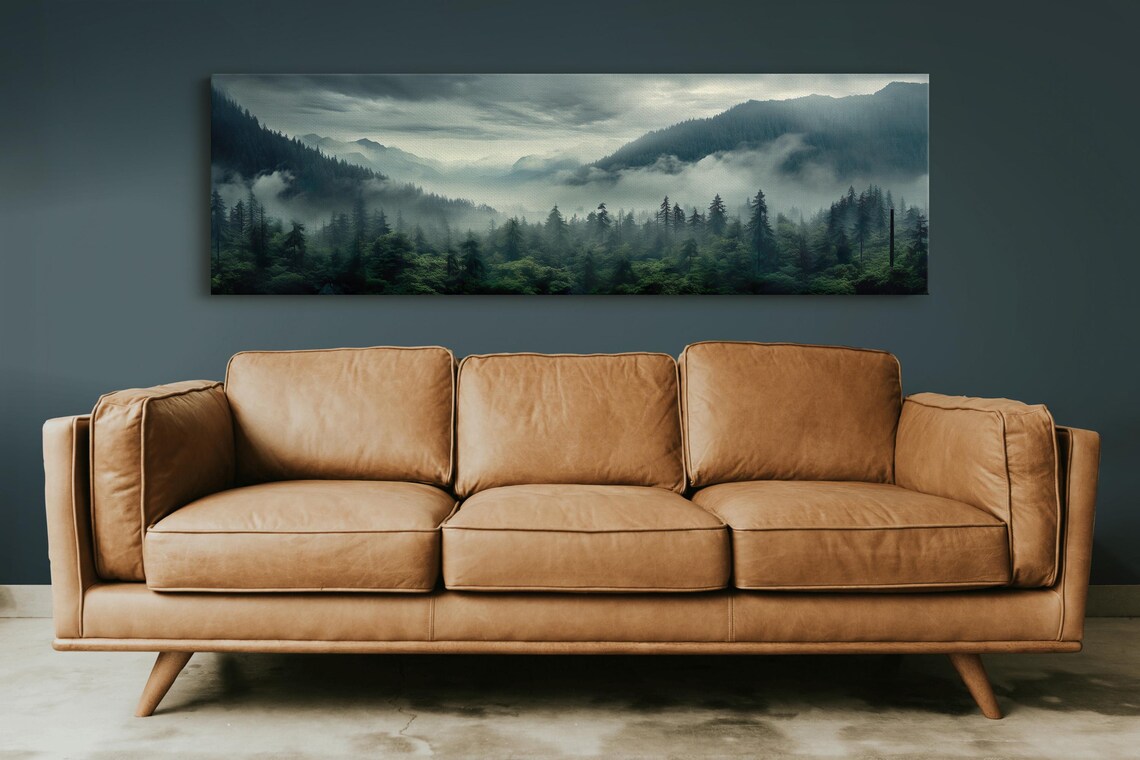 Morning Fog Over A Mountain Forest Poster Print - Image 5