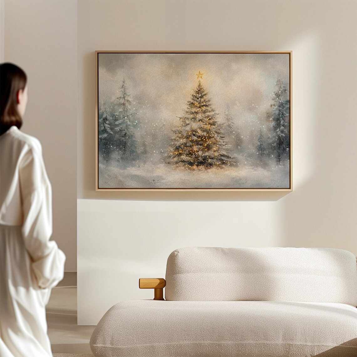 Snowy Christmas Tree Winter Forest Scene, Festive Decor - Image 5