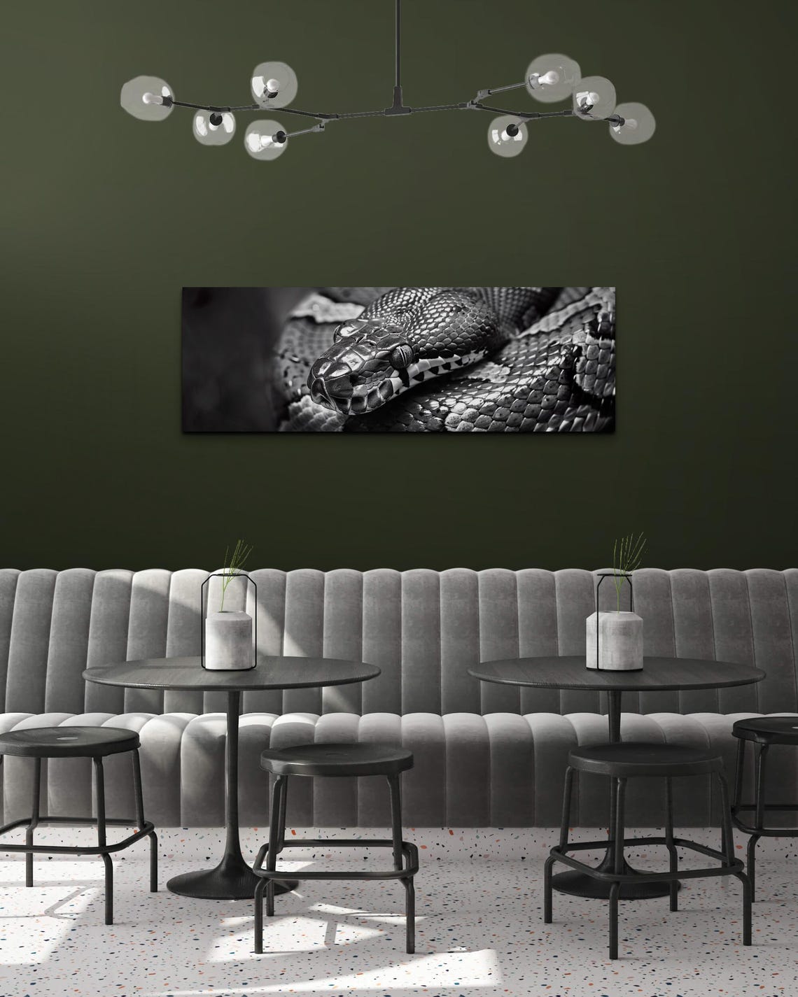 Black and White Snake Close Up Panoramic Reptile Photography Poster - Image 6