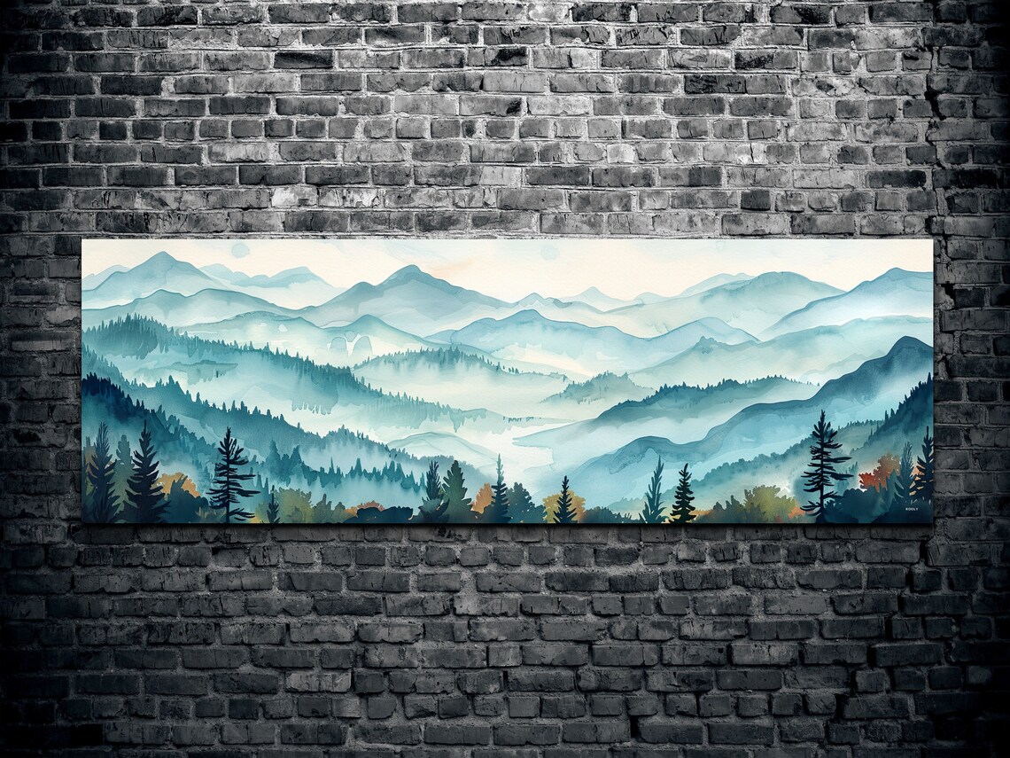 Appalachian Mountain Range Mid Century Modern Panoramic Scenery Wall Art - Image 2