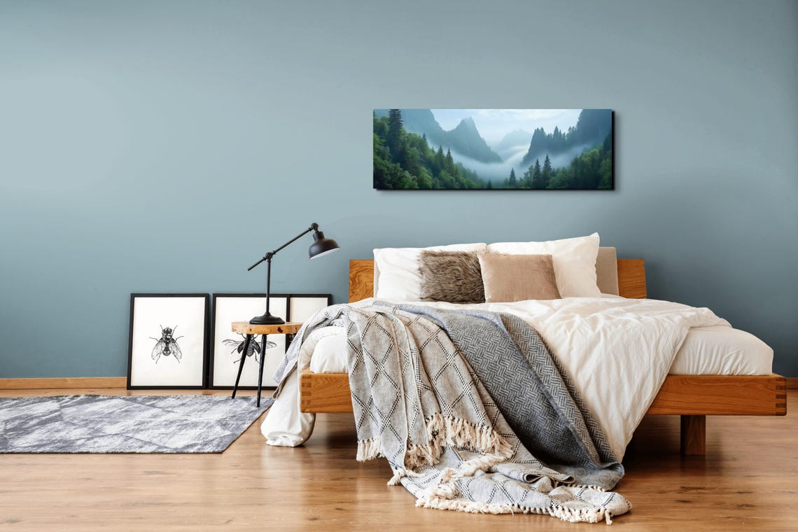 Morning Fog Rolling Over Misty Pine Forest Mountain View Poster - Image 5
