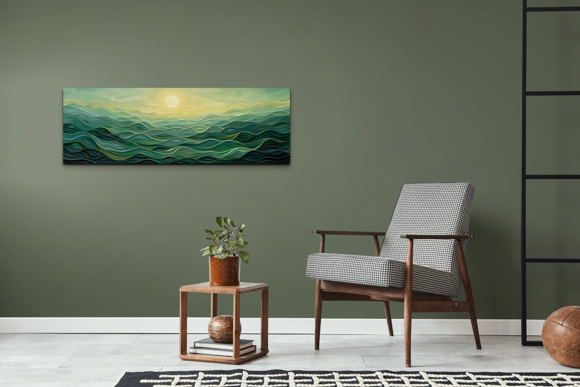 Full Moon Rising Over Green Ocean Waves Moonlit Night Poster - Image 7