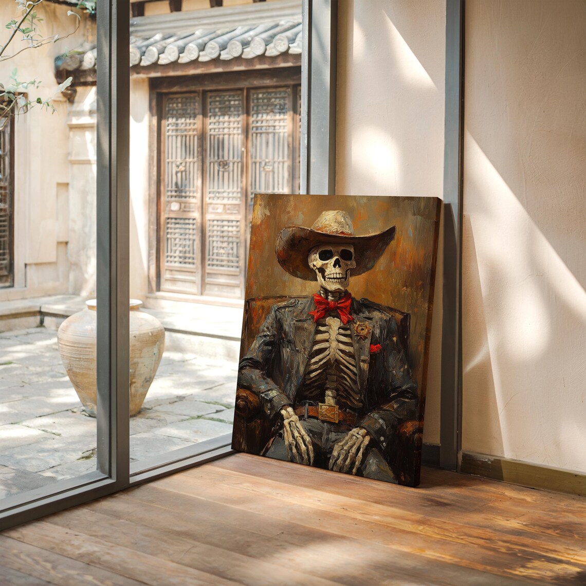 Cowboy Skeleton Western Gothic Vintage Art Print - Image 4